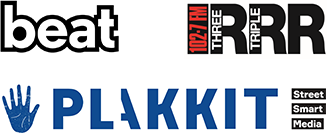 Logos of Beat, Triple R 102.7FM, Plakkit Street Smart Radio
