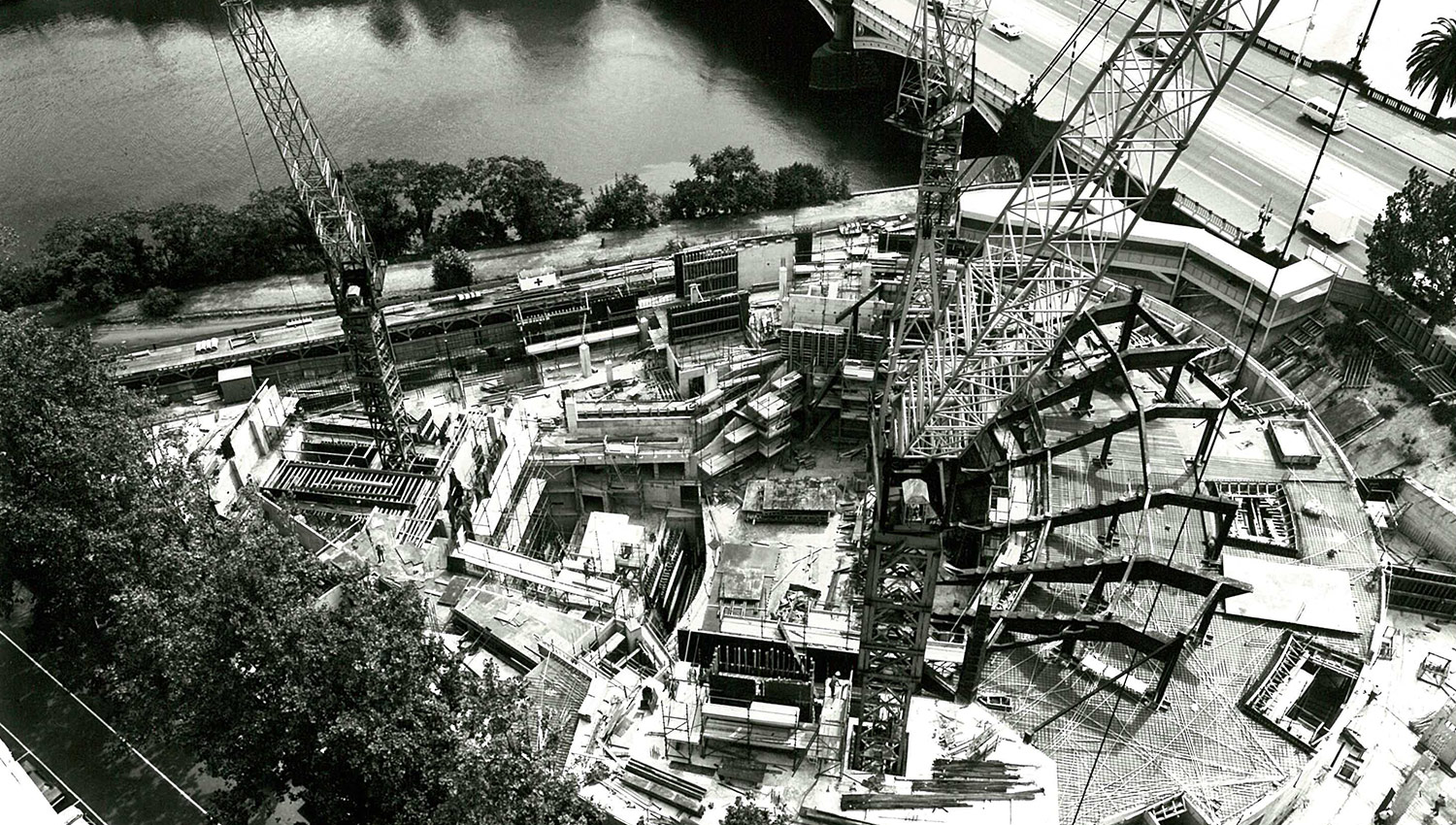 The construction of Hamer Hall Arts Centre Melbourne